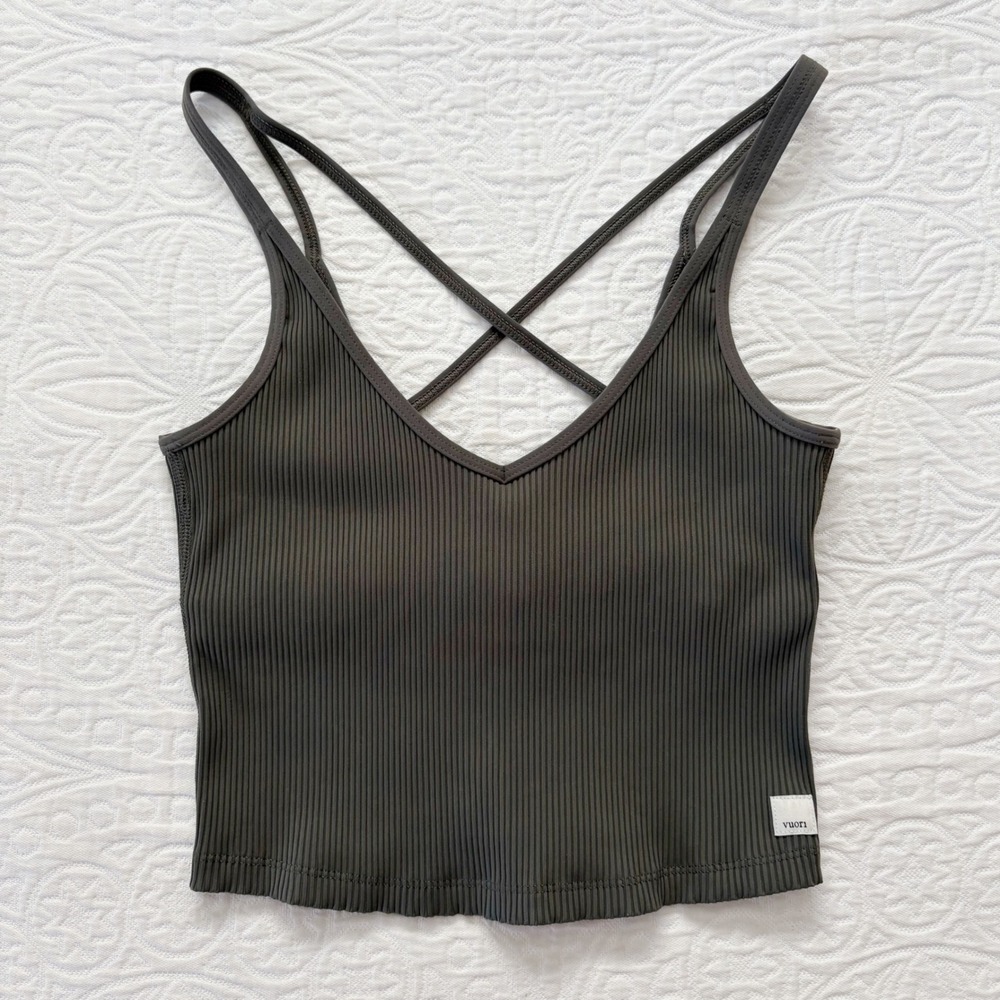 Vuori Rib Crop Tank, Dark Oregano Sz S